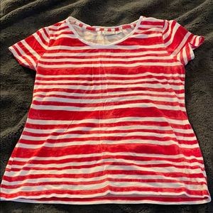 Red and white strip short sleeve top
